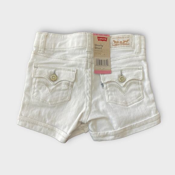 NWT Levi’s Kids 4 Reg Shorty Short White Comfortable, Durable Denim, Summer - Picture 3 of 3